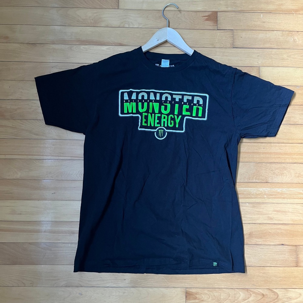 Monster Energy Unleash The Beast Graphic T-Shirt Black Mens Large L Short Sleeve